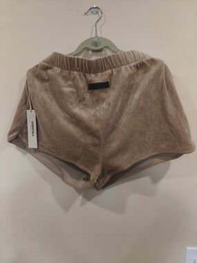 Essentials Women's Velour Athletic Shorts - Taupe Brown